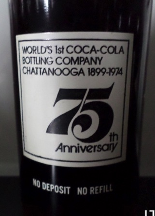 1974- € 15,00 coca cola 10z flesje 75th anniversary chattanooga